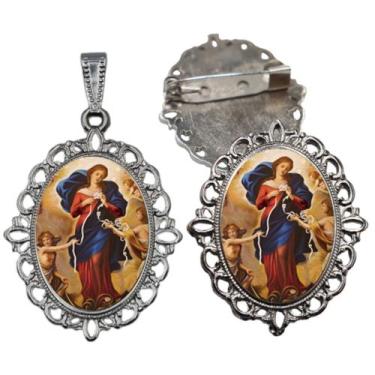 Imagem de Broche com Relicario Cor Prata Nossa Senhora Desatadora Nos Terno Noiv