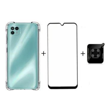 Imagem de Capa Transparente + Pelicula 3d 9d + Pel Cam Para Moto G50 5 - Univers