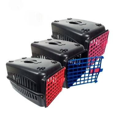 Imagem de Caixa De Transporte Cachorro Gato Nº1 26/27/41 Preta com Porta Colorid