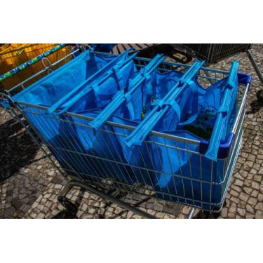 Imagem de Kit De Bolsas Ecológicas Para Compras Azul 4 unidades - Cia das Capas