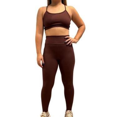 Imagem de Conjunto Feminino Fitness Legging Cós alto + Top Poliamida Blackout Ze