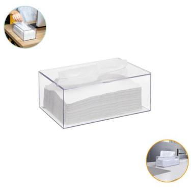 Imagem de Porta Lenço Papel Toalha Caixa Acrílico Com Tampa Mesa Pia - Arthi