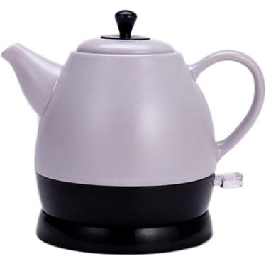 Imagem de Chaleira Elétrica De Cerâmica Sem Fio Bule-retro 1l Jarro, 1350w água Rápida Para Chá, Café, Sopa, Aveia-base Removível, Ferver Seco Proteção Chaleira Elétrica, A: White