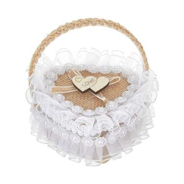 Imagem de KiBcsLic Caixa para porta-alianças de casamento, cesta de flores portátil, leve, porta-alianças portátil para lembrancinhas de festa de cerimônia e proposta, 10cmx10cm