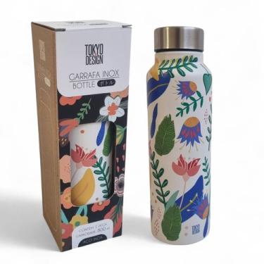 Imagem de Garrafa Térmica Inox 800ml Estampas Floridas Água Coleção - Mkt Multi,