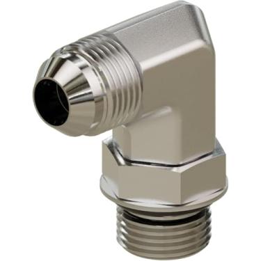 Imagem de Generic 3/20.3 cm macho JIC X 1/10.2 cm macho O-ring cotovelo 90° adaptador hidráulico, prata