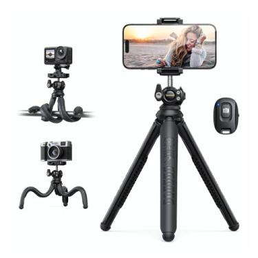 Imagem de Tripé Flexível 3 in 1 Telefone/Câmera/GoPro Preto, Suporte Estável e Durável, Pernas Flexíveis para Fotos Criativas, Rotação de 360°, Compatível com Câmeras e Celulares de 4 a 7 Polegadas