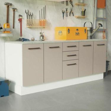 Imagem de Kit 2 Balcões Multiuso 4 Portas 3 Gavetas Branco - MADESA