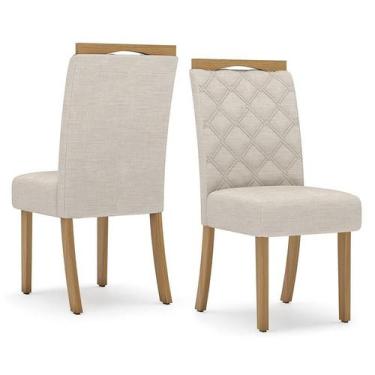 Imagem de Cadeira para Mesa de Jantar Belle Kit 02 Peças Nature Linho  Henn