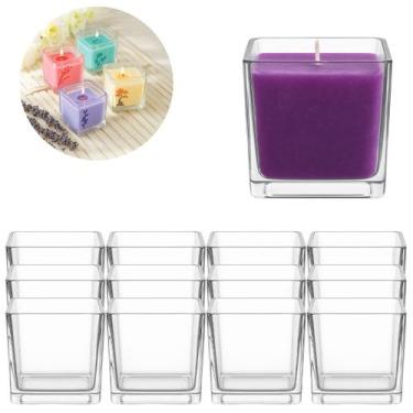Imagem de 12 Porta Vela Castiçal De Vidro Quadrado Decorativo 5x5cm - Freecom