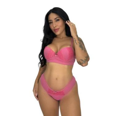 Imagem de Conjunto de Lingerie com Bojo Tecido Canelado com Detalhe em Renda Nad