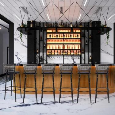 Imagem de Kit 6 Banquetas Bancos Alto Para Cozinha Bancada Area Gourmet Bistro B