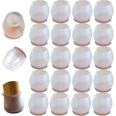 Imagem de 24 Pcs Protetores De Piso De Perna De Cadeira Capas De Perna De Cadeira De Silicone Para Proteger Pisos De Madeira De Arranhões Ruído Móveis Copos Tampas De Per, Transparent, Round L