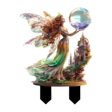 Imagem de MFMEXUL Estaca de Jardim Decorativa Acrílica Atmosfera Adereços 2D Presentes Fada para Pátio Quintal Gramado Vaso Planta