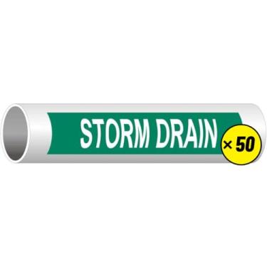 Imagem de ComplianceSigns. com Storm Drain (Lenda branca sobre fundo verde) Adesivo ASME A13.1 para cachimbo, 30,5 x 6,3 cm, pacote com 50