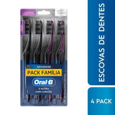 Imagem de Escova de Dente Oral-B 5 Ações Com Carvão Advanced Macia 4 Unidades - 