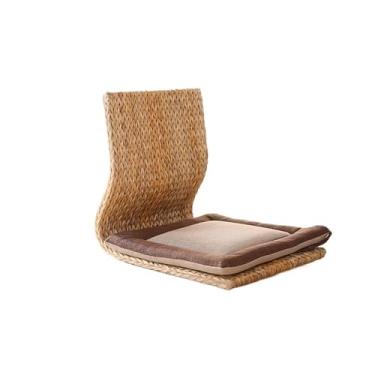 Imagem de GRFIT Cadeira de chão portátil, cadeira de encosto de tecido de vime, cadeira de tatame, assento de cama, dormitório, quarto, cadeira preguiçosa, cadeira sem pernas, cadeira de janela de sacada, sala