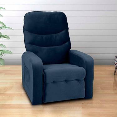 Imagem de Poltrona Do Papai Reclinável Confortavél Punto Matrix Veludo Azul
