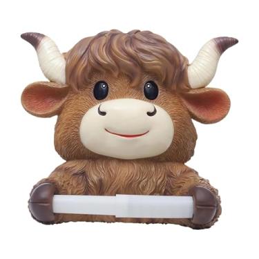 Imagem de Ｂｅｓｇａ Suporte de papel higiênico Highland Cow, porta-lenços, prateleira de parede 3D, suporte para rolo de papel higiênico e toalha para decoração de