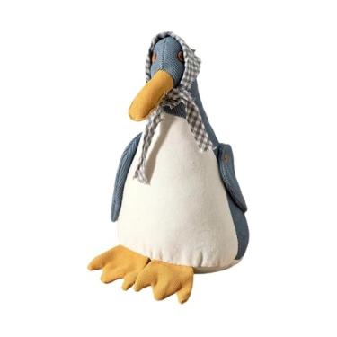 Imagem de Fenteer Batente de porta decorativo de tecido, protetor de piso de parede em tecido macio em formato de pato, batente de porta interno resistente, de de, Azul Escuro