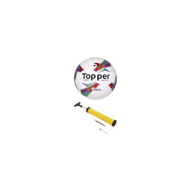 Imagem de Bola Futebol Campo Topper Velocity Hybrid Oficial Profissional Tamanho 5 Costura Híbrida Durável + Bomba Ar de Encher | Ideal para Treino, Jogo e Treino.