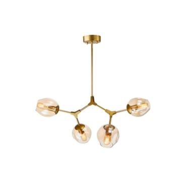 Imagem de Pendente Moderno Krypton 4 Vidros Mesa Bancada Gourmet Hall