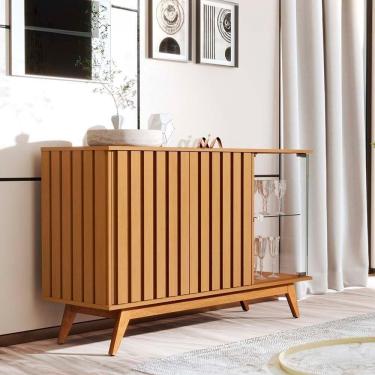 Imagem de Aparador 2 Portas Ripadas 1 Porta Vidro Nature Ashley Shop Jm