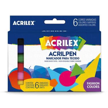 Imagem de Caneta p/ tecido Acrilpen 6 cores 04416 Acrilex