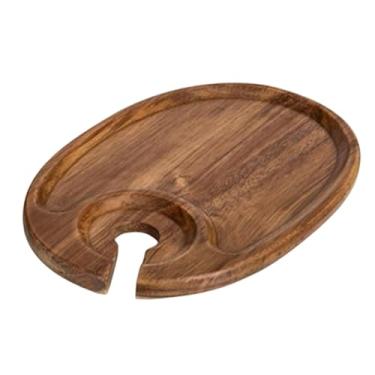 Imagem de KiBcsLic Prato de servir aperitivos, bandeja de servir lanches, presente portátil com suporte para bebidas, tábua de queijos para férias, hotel, nozes, carnes, Oval