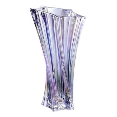 Imagem de Vasos de vidro para flores, vaso moderno espesso de 1,6 kg para mesas de centro de mesa para decoração de casa, vasos de flores irregulares de cristal, coloridos e transparentes (cor arco-íris)
