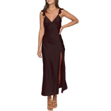 Imagem de Vestido KOUNAI de verão, cetim, renda, sem encosto, decote em V, preto