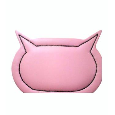 Imagem de Cabeceira Rosa Estofada Em Corino Gatinho Cama Box Solteiro