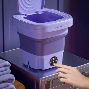Imagem de Mini Máquina De Lavar Dobrável Portátil 6,5L Lilás Camping - Shopmix