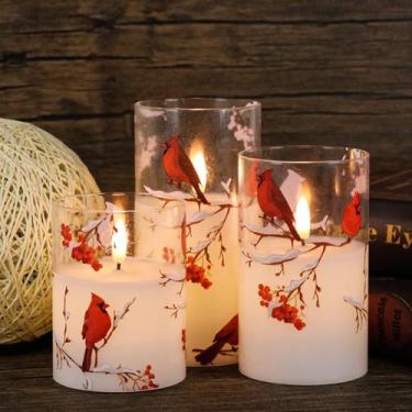 Imagem de Velas de pilar de vidro sem chama GenSwin, pacote com 3 unidades remot