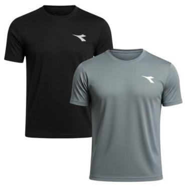 Imagem de Kit 2 Camisetas Diadora Small Logo Masculina - Grafite e Preto XGG, Ci