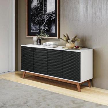 Imagem de Aparador Kappesberg 4 Portas 3d Branco-preto 180cm