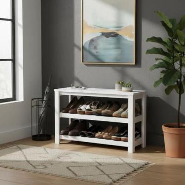 Imagem de Sapateira Banco de Piso para Closets e Quartos 8 Pares Sapatos - Branc