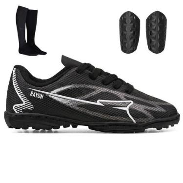 Imagem de Kit de Chuteira Infantil Society Macia e Leve + Meião e Caneleira de C