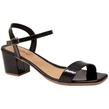 Imagem de Sandália Feminina Salto Médio Bloco Grosso Confortável Leve (Preto Verniz, BR, Adulto, Numérico, 40)