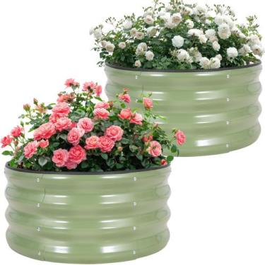 Imagem de Cama redonda de aço galvanizado Planter Permade 61x61x30 cm