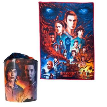 Imagem de Kit Manta e Balde Zona Criativa Stranger Things Original 1magnus, Pret