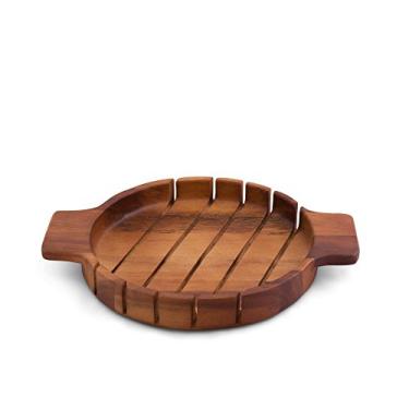 Imagem de Guias de corte com fenda redonda de madeira de acácia tábuas de pão esquadriadas da Arthur Court 36 cm de comprimento