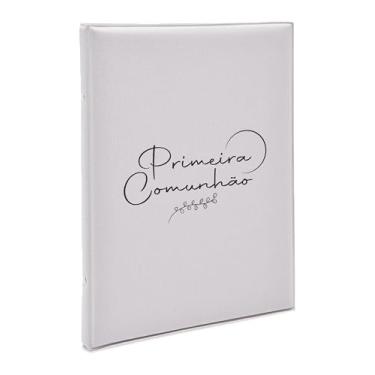 Imagem de Álbum de fotos Ical, encadernação tradicional, para 20 fotos 15x21cm - linha Comemorativo - capa almofadada - modelo primeira comunhão - gelo - 384