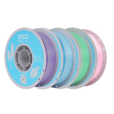 Imagem de TECSONAR Conjunto de filamentos de impressora 3D Crystal Rainbow PLA, 4 rolos, carretel de 1 kg (1 kg) Filamento gradiente de 1,75 mm para a maioria das impressoras 3D FDM, 4 cores diferentes de