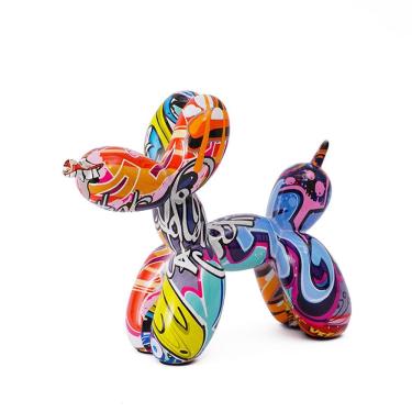 Imagem de Escultura em balão de grafite colorido em resina para cães 21cm