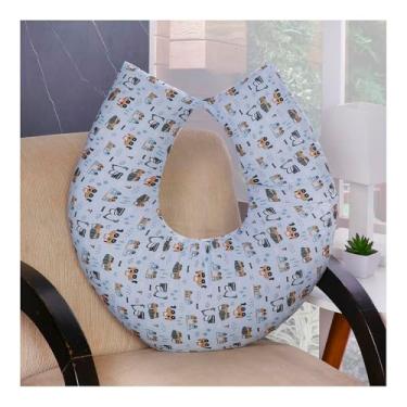 Imagem de Almofada Amamentação Multifuncional para Bebê Menino com Capa Removível (Transportes)