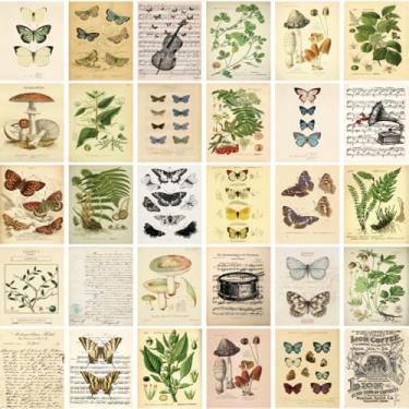 Imagem de Kit de colagem de parede de plantas florestais, imagens estéticas, decoração de quarto de casa de campo retrô, pôsteres bonitos de colagem de fotos para estética de quarto, pôsteres botânicos vintage