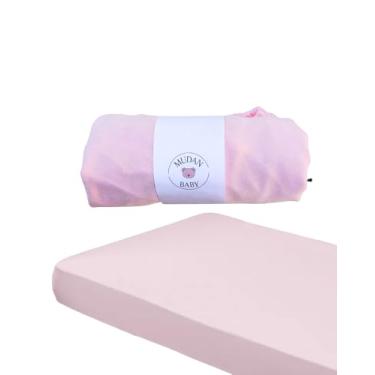 Imagem de Lençol Avulso com Elástico Total para Berço Americano – Malha 100% Algodão Hipoalergênico – Macio e Respirável – Bebê (Rosa Bebê)