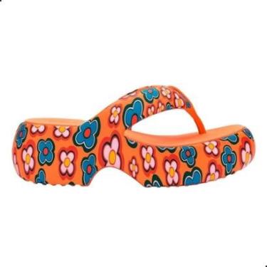 Imagem de Sandália Melissa Free Fuzzy Printed Platform Laranja-Feminino