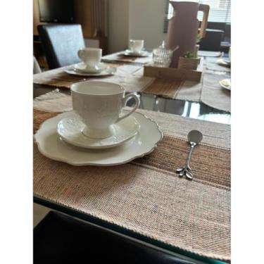 Imagem de Jogo Americano 7 Peças em Algodão com Trilho de Mesa Kit Mesa Posta Decorativo para Cozinha e Sala 6 Lugares + 1 Caminho de Mesa (JGAM18)